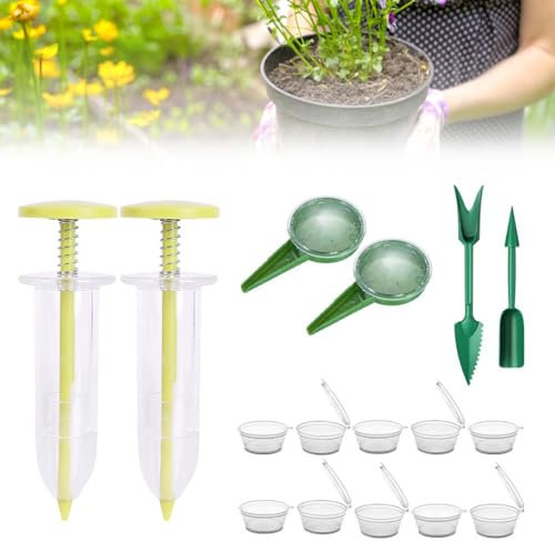 Koonafy Mini Seed Spreader, Seed Planter Tool Mini Seed Spreader Seed Planter, 16PCS Mini Seed Spreader Handheld Manual Seedlings Dibber Garden Seeder Sowing Seeds Dispenser Set (Yellow)