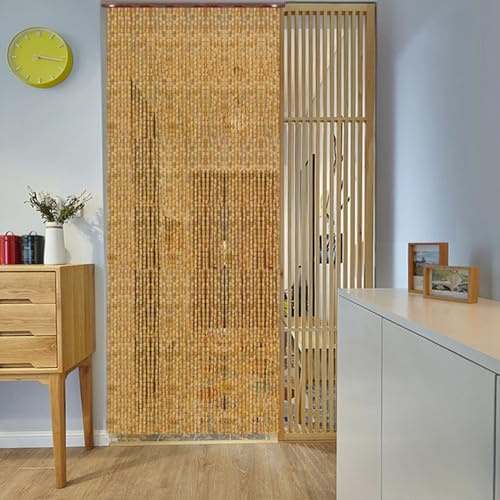 XINGWANGG Türvorhang Perlenvorhang Bambusvorhang Fadenvorhang Holzperlenvorhang für Balkontür,Wohnzimmer,als Raumteiler oder Dekoration,Anpassbar,Breite x Höhe (80cm x 120cm(88 Stränge))