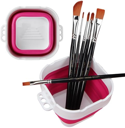 Paint Brush Cleaner, Portable Collapsibles Water Cup,1.2L Washing Bucket Brush Holder Cleaner Painting Water Cup for Watercolor Oil Painting