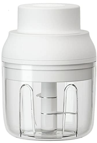 BORDSTRACT Picadora de ajos eléctrica, mini picadora de verduras portátil, carga USB, máquina trituradora de ajos inalámbrica de 3 cuchillas para carne, ajo, jengibre, cebolla (White)