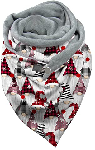 Weihnachtsschal Dreieckstuch Damen Mit Knopf Vintage Winter Halstücher Bedruckte Lässiger Modisch Herbstschal Halstuch Für Weihnachten