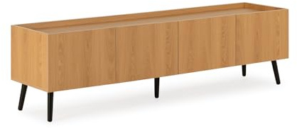 HOMN LIVING Mueble TV Siren 4 Puertas Color Roble, 160 cm (Ancho) 40 cm (Profundo) 45 cm (Altura)