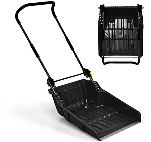 Pelle à Neige pour déneigement, ( Pelle à Neige de 26 po, Pelle à Neige Pliable avec Roues et poignée Ergonomique réglable, Poussoir à Neige Roulant Robuste pour allée, Trottoir, Patio (NOI