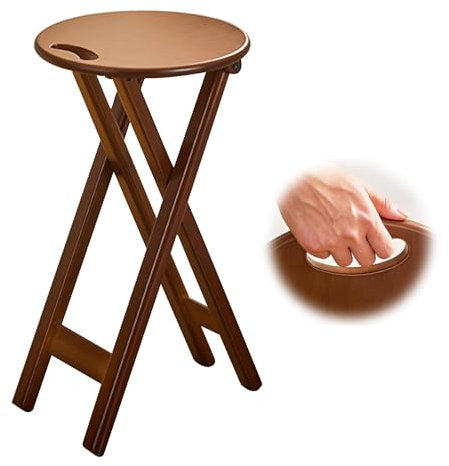 Moderni Sgabello Da Bar Pieghevole Bambù Sgabello Pieghevole 43cm 60cm Altezza Sgabelli Cucina Legno Con Poggiapiedi Portatile Sgabello Alto Pieghevole Sedie Da Balcone Risparmia Spazio(Seat height 60