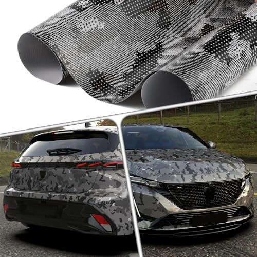 Blueshyhall Autofolie Schlangenmuster Glanz, Car Wrapping Folie Camouflage Schwarz Glänzend, Schwarz Grau Tuning Folie Selbstklebende Tarnfolie Innen Außen für Auto Motorrad Fahrrad (75 x 152 cm)