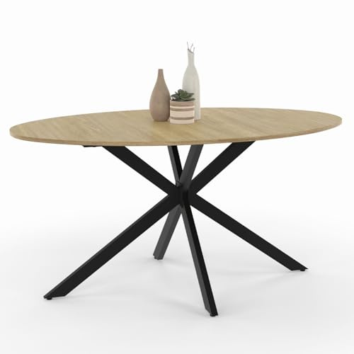 IDMarket - Table à Manger Ovale Alix 150 cm Pied araignée Bois et Noir
