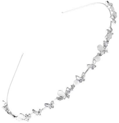 WUSJCOF Bijou de tête doré pour communion fille – Élégant serre tête mariage avec design papillon et perles pour mariage, première communion et mariée