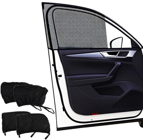 Auto Sonnenschutz Netz, Hillylolly Sonnenschutz Auto mit UV Schutz, Seitenscheibe Vorne, für Autoscheiben, für SUV/Kombi/Kleinwagen etc (Schwarz, Voll 4)