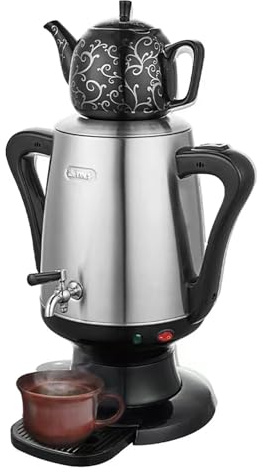 LSyySy Electric Turkish Tea Maker - 4L Kettle & 1L Teapot, Auto Shut-Off, Boil-Dry Protection, Stainless Steel Body for Brew Black Tea