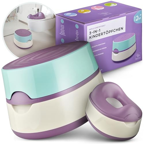 Merle Toys 3-i-1 potta för barn, toalett TÜV-testad, BPA-fri, potträning toalett, babypotta från 1 år, barntoalett + toalettstol barn + toalettstol, enkel rengöring, mint