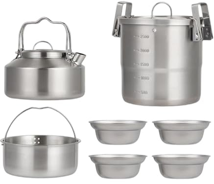 Outdoor Campeggio Pentole Backpacking Pentole Bollitore Ciotola Portatile Campeggio Utensili da Cucina Con Manico Pieghevole Durevole Cucina Esterna Stoviglie Per Escursioni