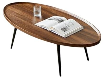 Tables basses rondes et ovales Placage en bois massif Marron foncé 39,9 cm/50 cm/59,9 cm et 80 cm/119,2 cm Petite table basse centrale élégante finition noyer pour décoration d'intérieur