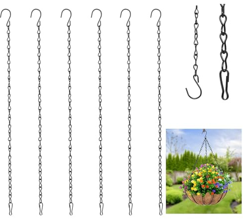 SANDUNKEJI 6 Stück Blumenampel Ketten mit Haken, 50cm Metallkette Zum Aufhängen, Blumentopfkette, Hängende Blumentöpfe Ketten für Korb Hängepflanzen Anhänger Windspiel Vogelhaus Laternen DIY Basteln
