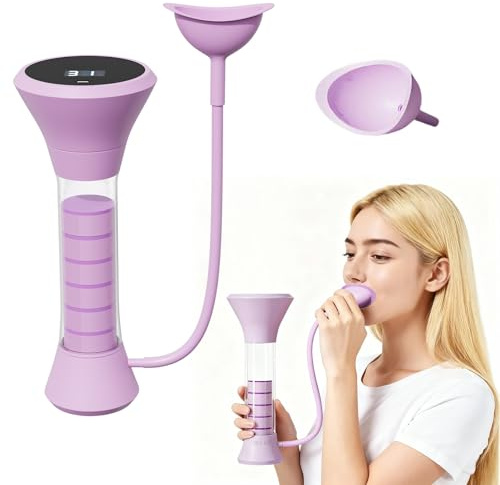 Deep Breathing Trainer, Adult Abdominal Weight Loss Trainer, Easy to Use and Clean, Breathing Dumbbell with 5-Speed Adjustable Type-C Charging Model (Purple)
