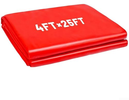 Yuanpgky Mantillo de plástico rojo de 4 pies x 25 pies para verduras de jardín, película de mantillo de calentamiento y control del suelo para fresas, tomates, pimientos, para un suelo duradero