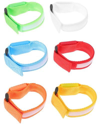 LOLIPPYY Braccialetti LED Luminosi Sportivi in Nylon Multicolore, Super Luminosi e Regolabili, per Feste, Eventi All'aperto e Corsa Confezione da 6 Pezzi