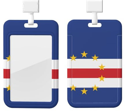 Flag of Cape Verde ABS ID Badge Holder with Lanyard, Slide Cover Waterproof Anti-Fouling, Durable for Work - Events