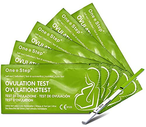 One Step: 50 Ovulation Test Strips - Highly Sensitive Fertility Tests - 20miu/ml Testing Kits