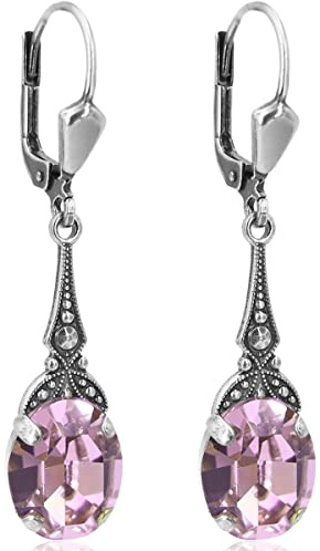 Jugendstil Ohrringe Silber Kristall Silber Vintage Ohrhänger NOBEL SCHMUCK