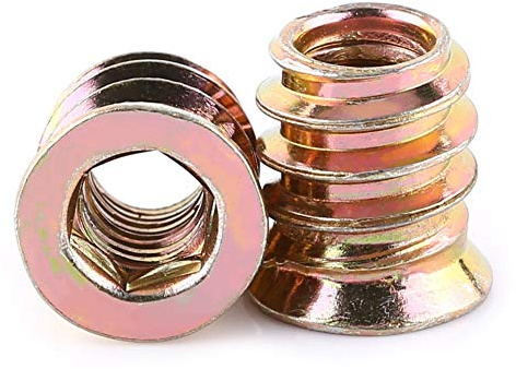20 Stück M6 Zinklegierung Möbel Hex Antrieb Nuss Gewindeeinsatz Holzeinsatz Muttern Sortiment(M6*13mm)