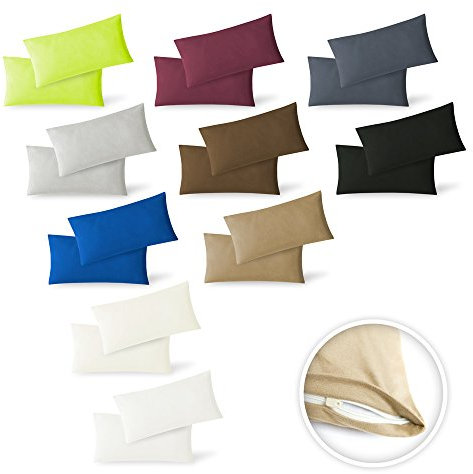EXKLUSIV HEIMTEXTIL Kissenbezug Hülle Doppelpack mit Reißverschluss 40 x 60 cm Jersey Schwarz