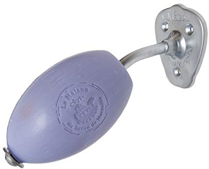 Savon de Marseille Seifenhalter zur Wandmontage, drehbar, einfache Hand- und Körperwäsche, langlebiges, gebürstetes mattes Edelstahl-Finish, mit 270 g Lavendelduft, französische Seife