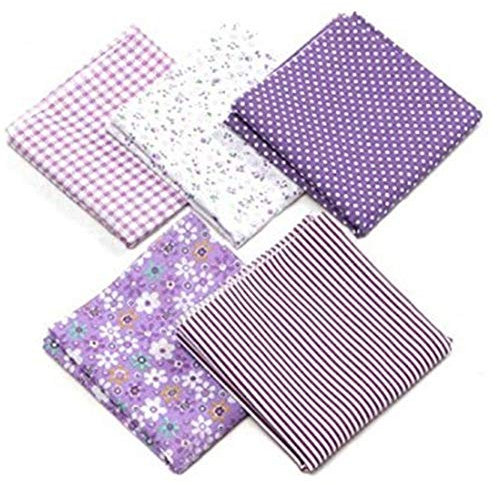 Martin Kench 5 Stück 50 * 50cm Patchwork Stoffe Blume Baumwollstoff Set Stoffpaket DIY Baumwolltuch Stoffreste Paket Stoffpakete (Lila)