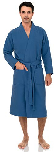 TowelSelections Mens Robe Waffle Spa Bathrobe Soft Shower Bath Robe for Men Medium-Large Star Sapphire