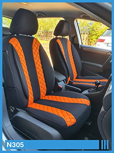 Maß Sitzbezüge kompatibel mit FIAT Panda Typ 169 Fahrer & Beifahrer ab 2003-2012 FB:N305 (Schwarz Orange)
