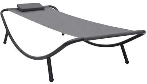 vidaXL Tumbona Asientos Hamaca Balancín Sillón Mobiliario Muebles Decoración Bricolaje Sillas Sofás Jardín Terraza Acero Gris 200x90 cm