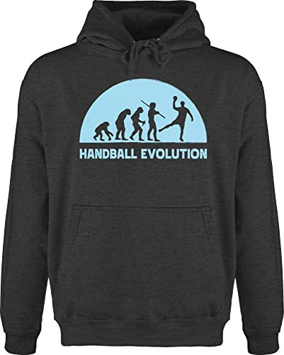 Hoodie Herren Pullover Männer - EM 2026 Trikot Ersatz - Handball Evolution hellblau - XXL - Anthrazit meliert - langer arm handballer hanball halbball handball. handball, beachhandball wm 2022 fans