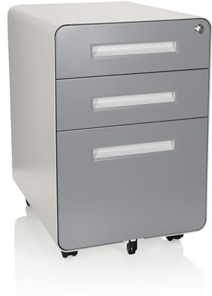 hjh OFFICE 743016 Rollcontainer Color Plus I - stål lådskåp med hjul, A4 hängande register, låsbar, Mycket stabil och robust konstruktion, Hängmappar i A4-format, Mått (B x D x H): 40,5 x 50 x 60,5 cm