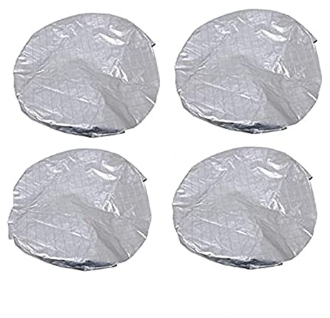 JMSL Lot de 4 Housses Pneu Auto-Sacs de Pneu d'hiver - Sacs de Roue universels - Sac de Pneu en Film d'aluminium, diamètre de Pneu de 19 à 42, pour Camping-Car,Argent,40 42
