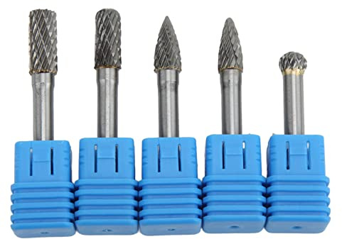 Ensemble D'embouts de Meuleuse, 5 Pièces/ensemble de Fraises de Meuleuse en Carbure de Tungstène Outils de Sculpture Mèches de Meuleuse Rotative à Double Coupe Mèches de Tige de 6 Mm(ACDFG)