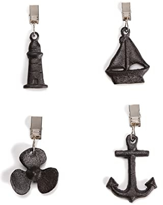 BRASSTAR Set of 4 Tablecloth Weights Clip on, Cast Iron Nautical Pattern Tablecloth Pendant Antique for Outdoor Garden Party Wedding Picnic Camping Tablecloths TQGJPT162