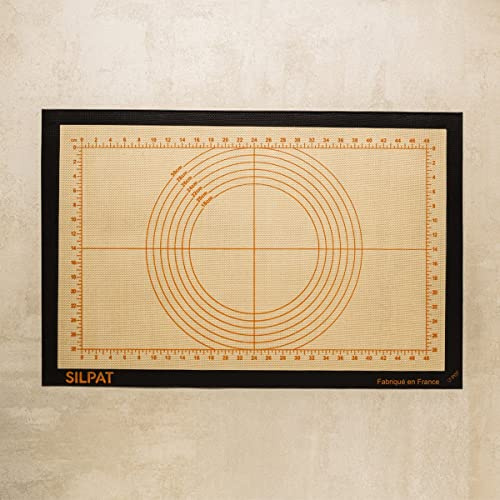 Silpat Graderad bakmatta - halkfri bänkskiva, non-stick, sprid och klipp pasta enkelt - bakverk, professionell kvalitet - 58,5 x 38,5 cm