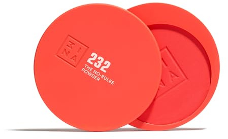 3INA - The No-Rules Powder 232 - Vivid coral - 3-in-1 Powder Blush | Multi-Use Compact Powder for Eyes, Lips & Cheeks with Hyaluronic Acid & Ceramides - Highly Pigmented - Vegan - Cruelty Free