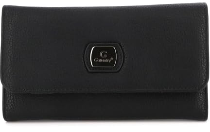 Gallantry Portefeuille Femme Compagnon Long 3 Volets - Porte Chéquier Tout en Un Forme Enveloppe – Porte-Monnaie Carte Multifonction - Noir