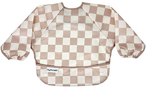 Tiny Twinkle Mess Proof Baby Bib, Cute Full Sleeve Bib Outfit, Waterproof Bibs for Toddlers, Machine Washable, Tug Proof Closure, Baby Smock for Eating, Long Sleeve (Boho Rainbow, Small 6-24 Months)