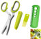 EKSMA Forbici per Erbe aromatiche Forbici da Cucina in Acciaio Inox 5 Lame con Copertura di Sicurezza, Pettine per la Pulizia e levaerba per Erbe aromatiche, Erba cipollina, prezzemolo