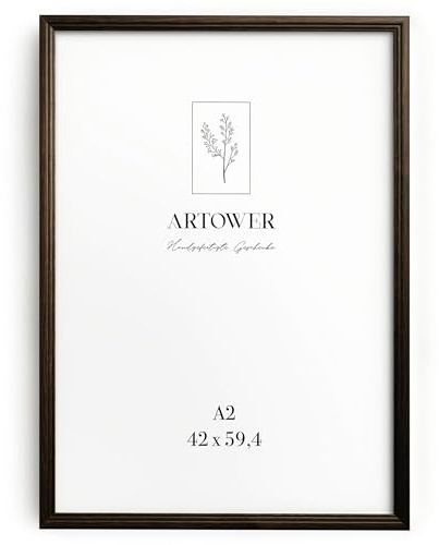 Artower® Bilderrahmen Vintage Braun Holz Rahmen für DIN A2 42 x 59,4 cm | Posterrahmen Groß für Collage | Picture Frame Vintage Brown Wood 42x59 cm | Retro Schmal Bilderrahmen | Braun Poster Rahmen