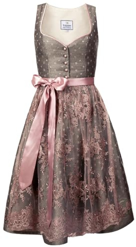 Edelnice Trachtenmode Exklusives Designer Midi Dirndl Claire mit Knopfleiste inkl. Dirndlschürze Gr. 40