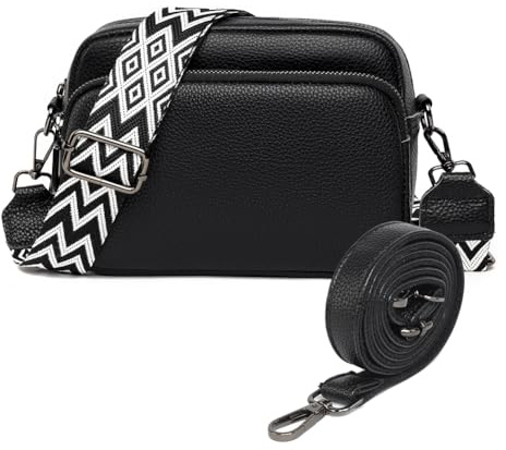 TIAASTAP Damen Umhängetasche Klein Handtasche PU Leder Crossbody Bag Crossbag Schultertasche Damen Tasche Moderne Taschen mit Abnehmbarem Breitem Schultergurt und 3 Fächern