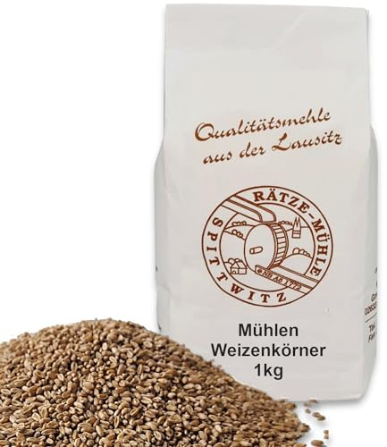 Mühlen Weizenkörner 1 kg ganzes Korn, gereinigt, in bester Qualität frisch aus der Rätze-Mühle 1000g