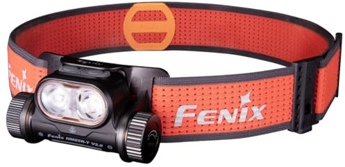 FENIX HM65R-T V2.0 Trailrunning LED Stirnlampe mit max. 1.600 Lumen Weißem Licht und max. 800 Lumen warmweißem Licht + SOS. Mit USB-C Ladekabel, Outdoor Jogging Wander (Black)