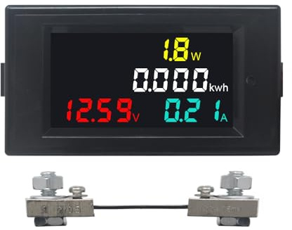 KETOTEK Digital Stromzähler Wattmeter Voltmeter DC 14-600V mit 100A Shunt | Energiezähler, Energiemessgerät, Leistungsmesser, Amperemeter, LCD Spannungsmesser, Strom Spannung Messgerät