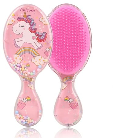 FAINCA 2 Pezzi Spazzola Districante per Capelli Unicorno, Bambina e Bambini, per Capelli Lisci, Corti, Ricci (Rosa)