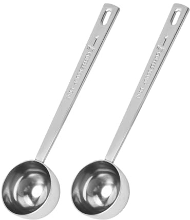 JIHUOO 2 Pcs 1 Tablespoon Stainless Steel Measuring Scoops 15ml Measuring Tablespoon Metal Teaspoon Measure Spoons Coffee Bean Scoops Coffee Measuring Spoon with Long Handle