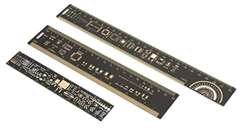 Multifunktionales Leiterplatten-Lineal-Set, 3-teiliges 6,3/7,87/10,23 Zoll PCB-Messgerät für Elektronikingenieure, mit Hoher Härte und Verschleißfestigkeit, Vergoldet, Hoch