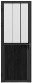 Vente-unique - Bloc porte réversible en aluminium et verre trempé dépoli style atelier - H204 x L83 cm - Noir - ERMELO
